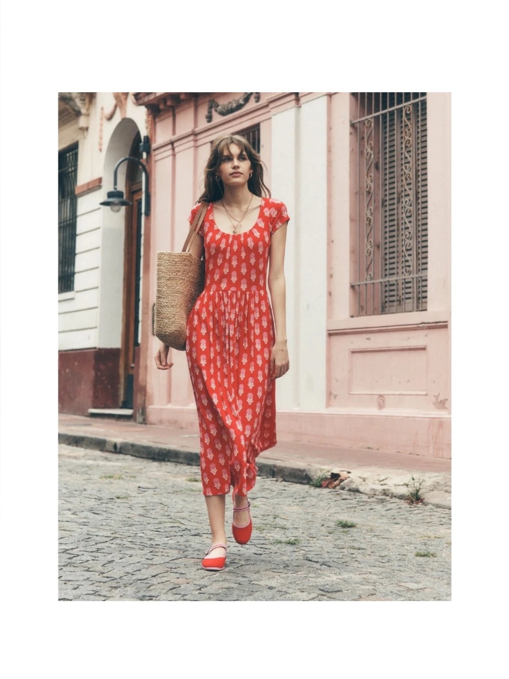 Boden Samantha Scoop
Jersey Midi Dress Poppy
Red White Floral Summer 8 P
Scandi